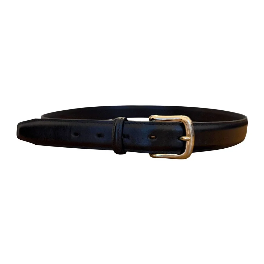Mens Aniline Leather Dress Belt 36 Black Gold Buckle Made USA Cashmere Cowhide